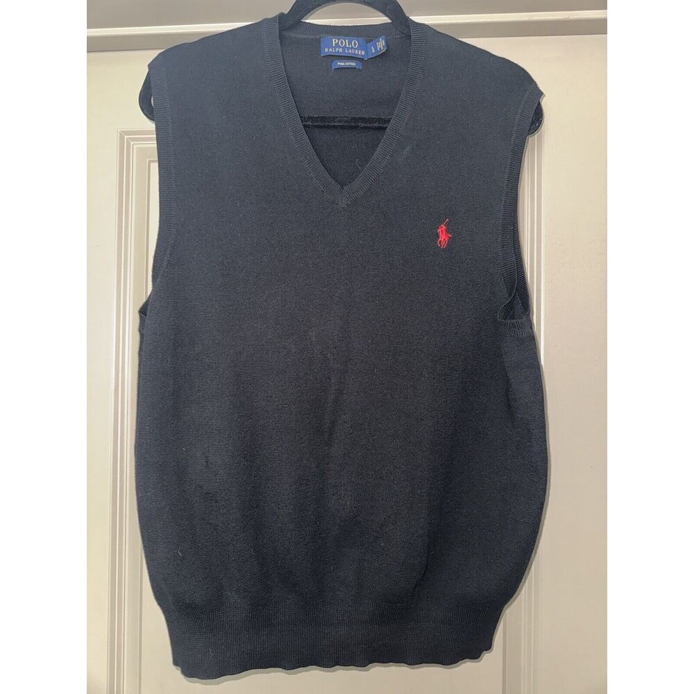 Men's Polo Ralph Lauren V-Neck Pima Cotton Golf Pullover Sweater Vest Sz L